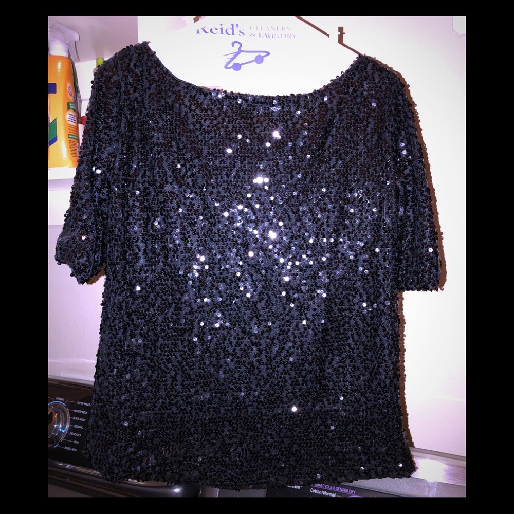 Black Sequin Top size L